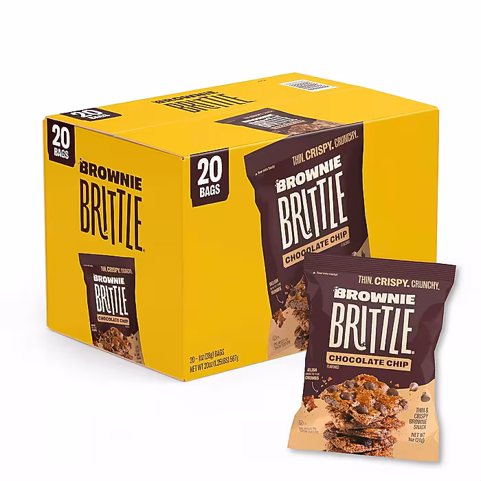 Brownie Brittle Chocolate Chip Cookies, 1 oz., 20 Bags/Carton