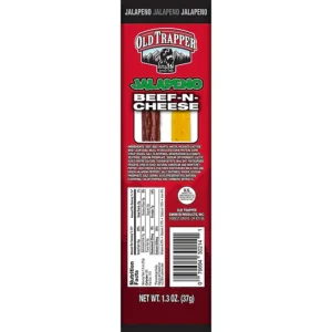 Old Trapper Beef N Cheese Jalapeno Beef Jerky Meat Stick, 1.3 oz., 14/Box