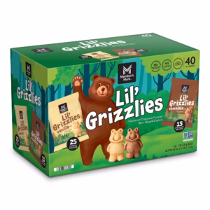 Member's Mark Lil' Grizzlies Bear-Shaped Cookies Variety Pack, Chocolate and Vanilla, 1 oz., 40 pk.