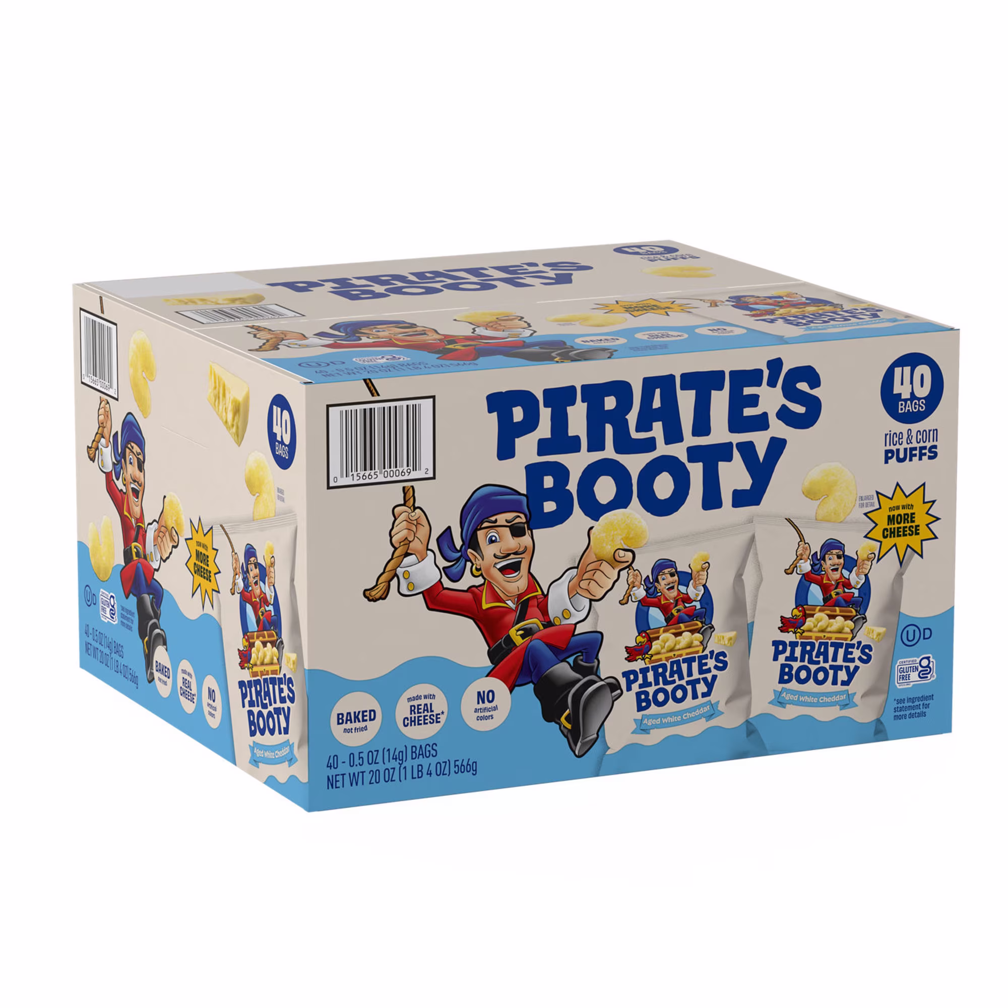 Pirate's Booty Aged White Cheddar 0.5 oz., 40 pk.