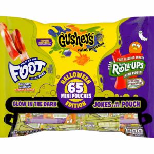 Fruit by the Foot, Gushers, Fruit Roll-Ups Halloween Candy, Variety Pack, 65 pcs.