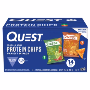 Quest Tortilla Style 18-20g Protein Chip Variety Pack, Chili Lime and Nacho Cheese 14 ct.