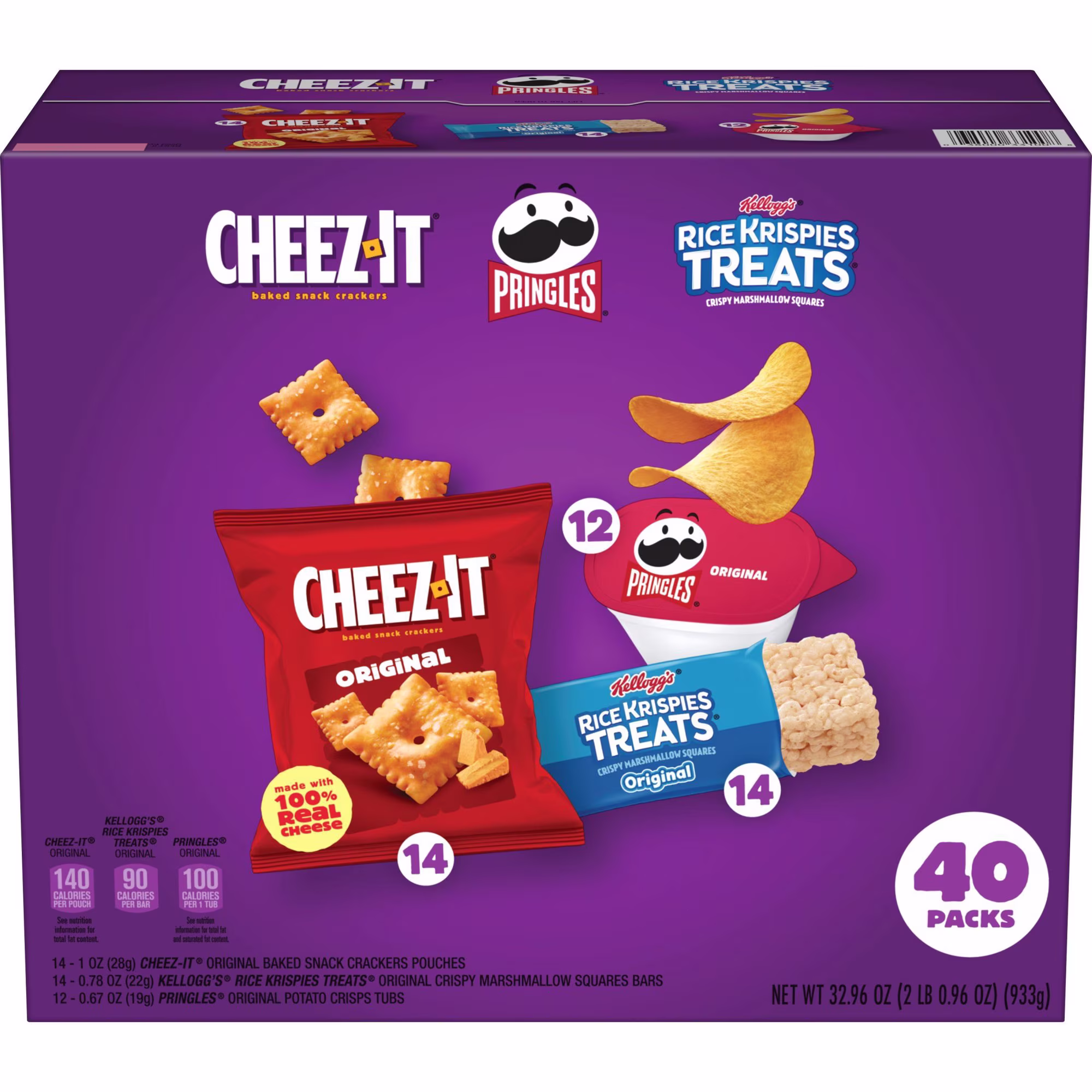 Classic Snack Mix Cheez-It Pringles RKT Variety Pack, 40 ct.