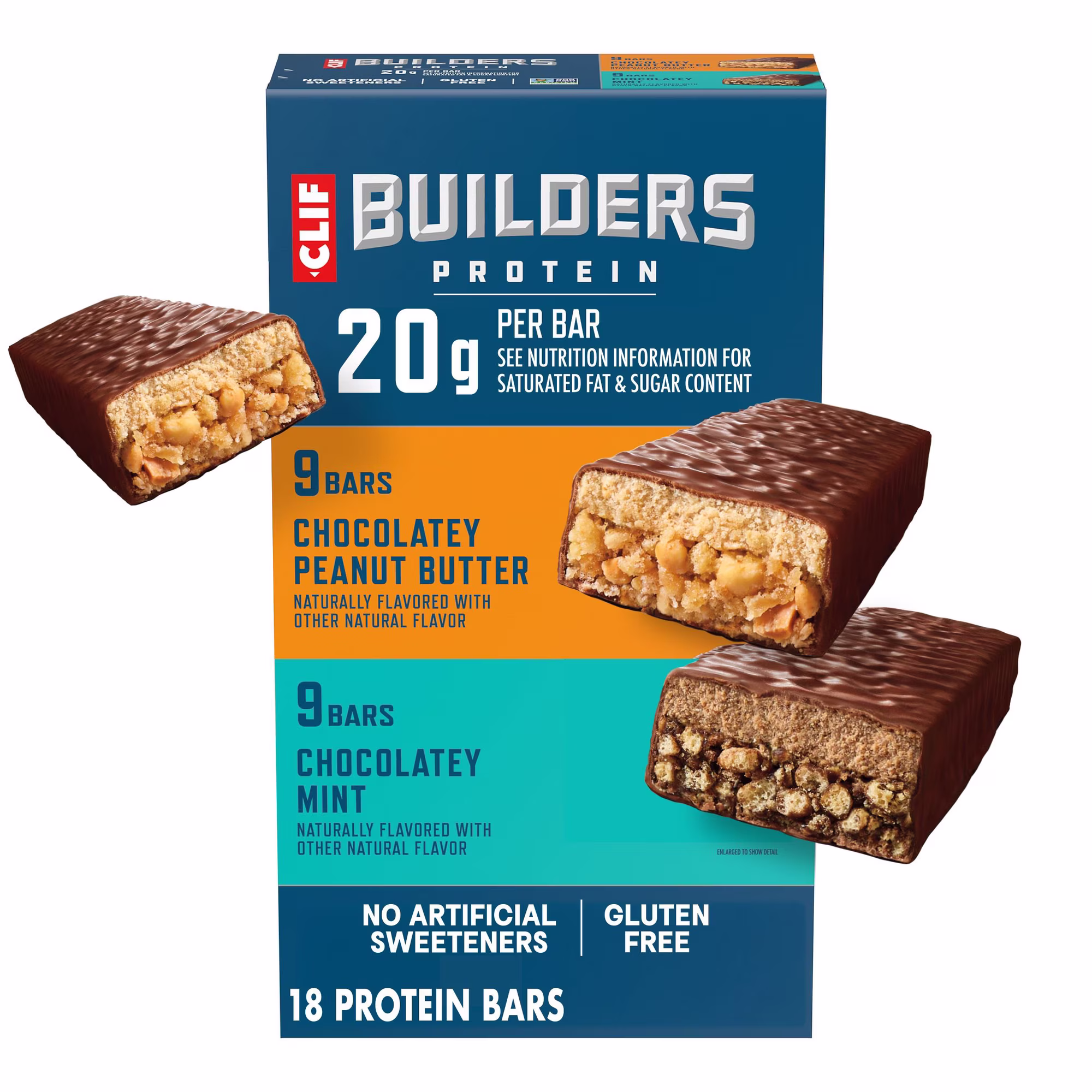 CLIF BUILDERS Gluten Free Protein Bars, Variety Pack, 18 pk.