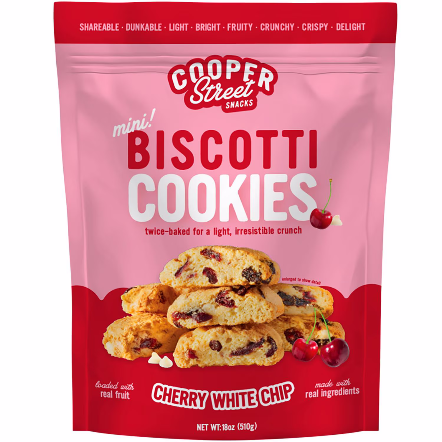 Cooper Street Snacks Cherry White Chip Twice Baked Cookies, 18 oz.