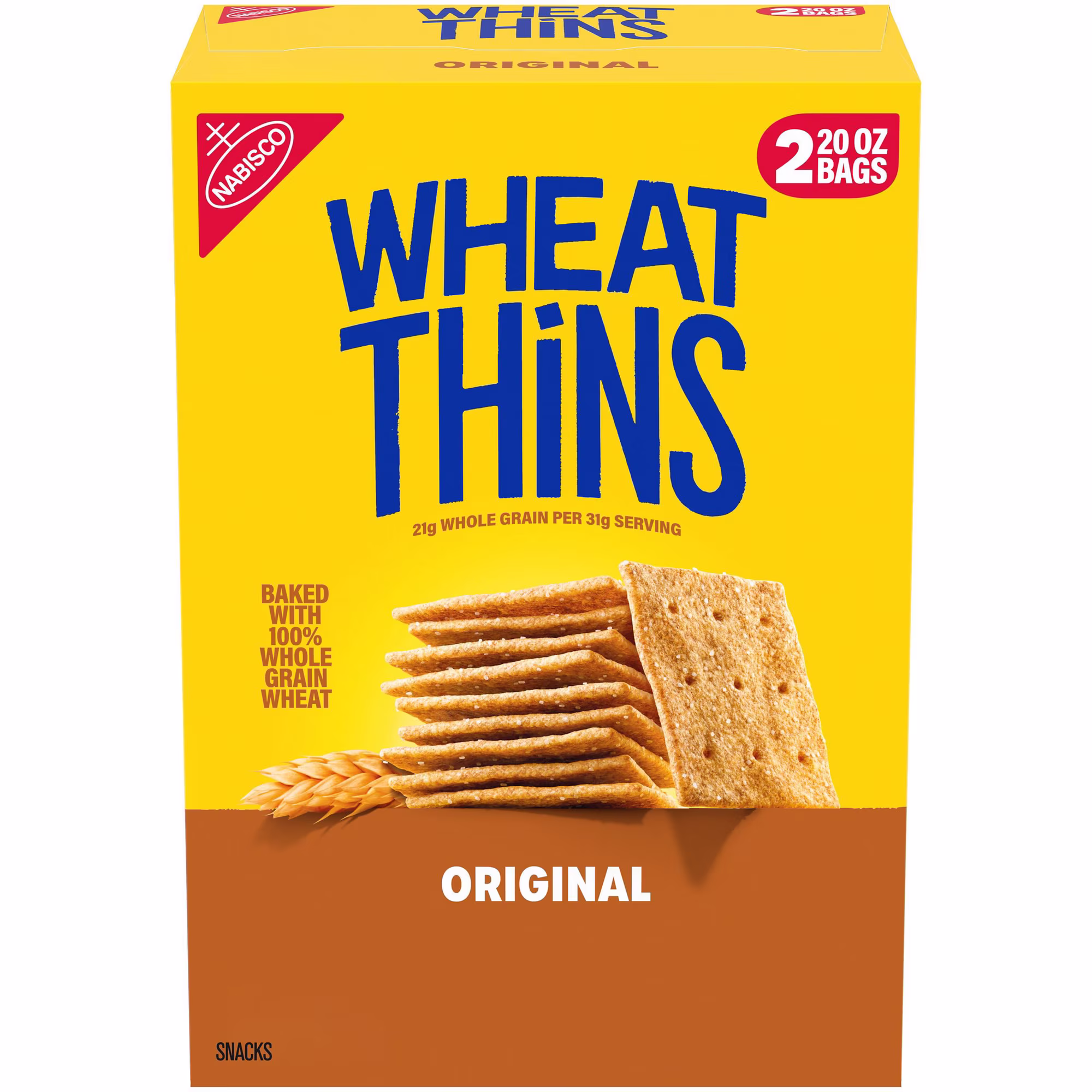 WHEAT THINS Original Snacks Whole Grain Wheat Crackers, 20 oz., 2pk.